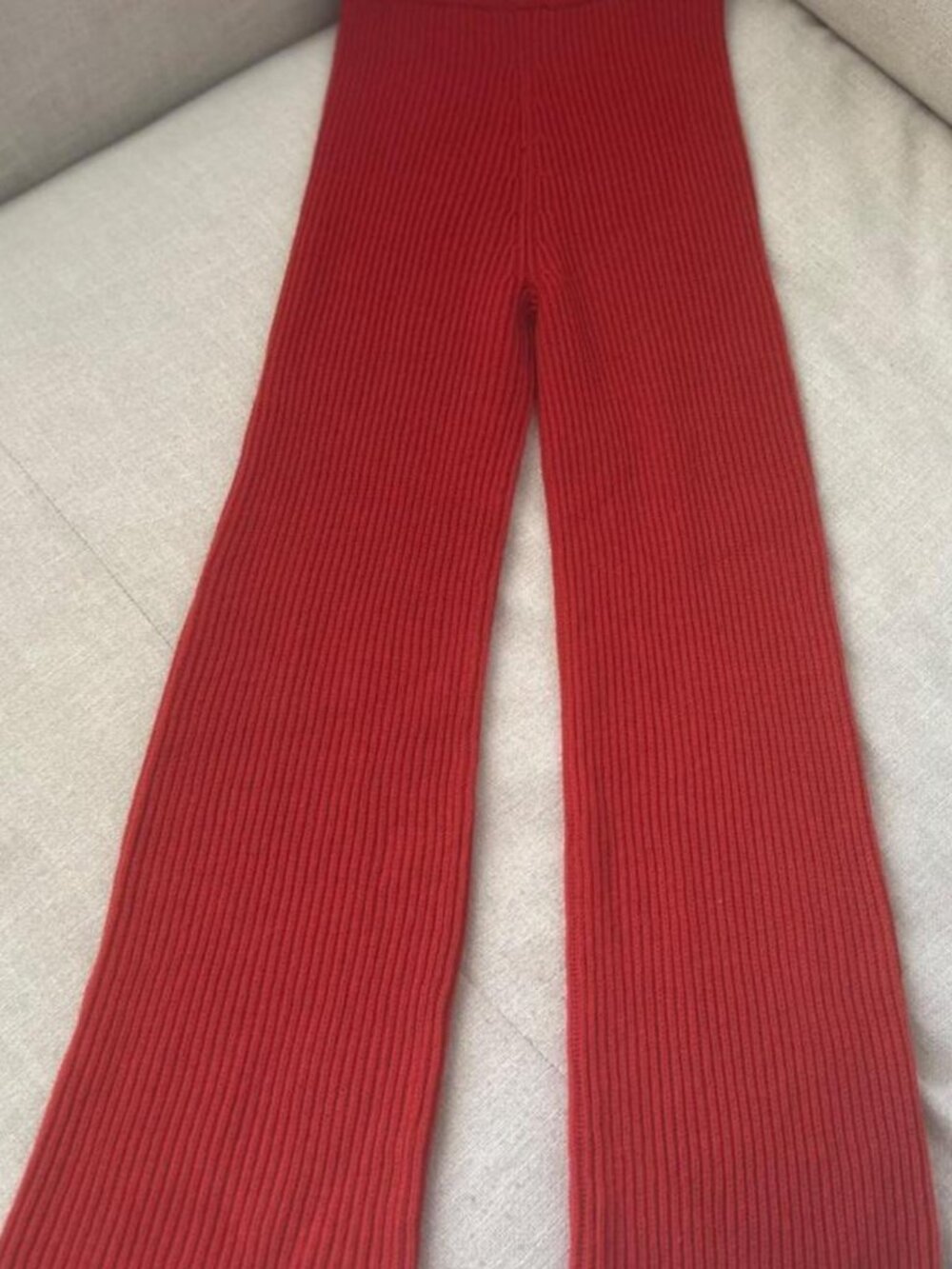 Women's SEI Red ribbed knit flare pants Size Small